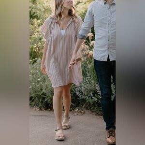 Women’s Valija Mauve White Stripe V-Neck Dress (Size S)